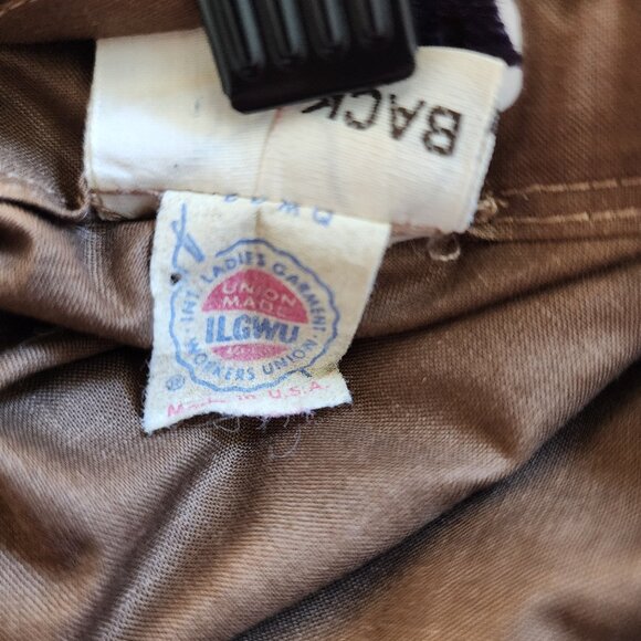 1980s Sateen Vintage Full Midi Skirt in Brown Made in USA Union Label - Picture 6 of 7